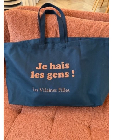 Sac XXL en coton Je hais les gens coloris noir marque les vilaines filles