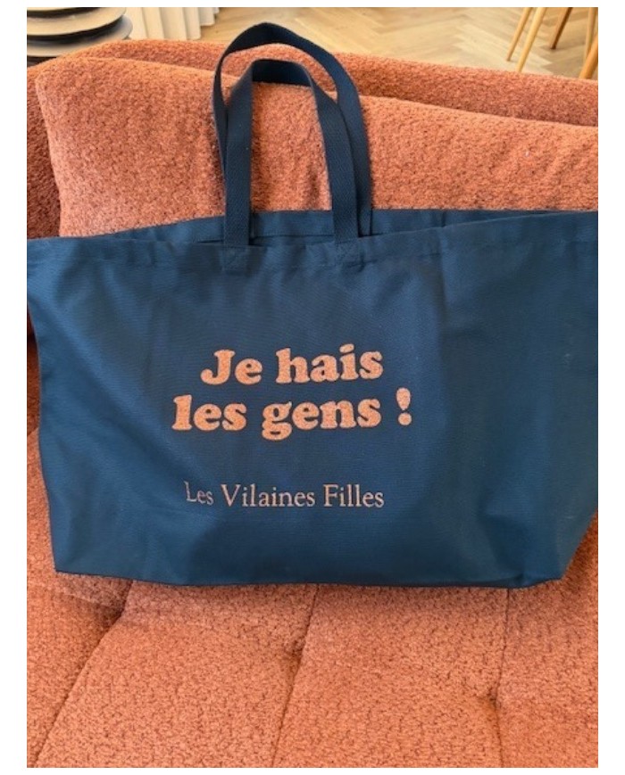Sac XXL en coton Je hais les gens coloris noir marque les vilaines filles
