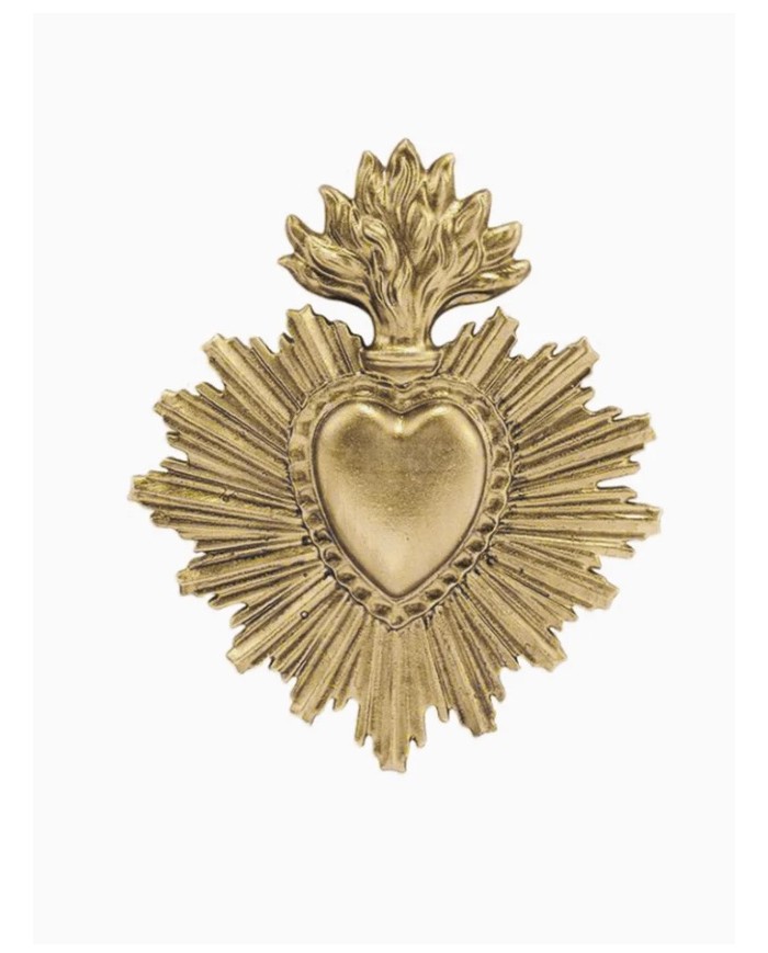 Ex voto doré coeur et flamme