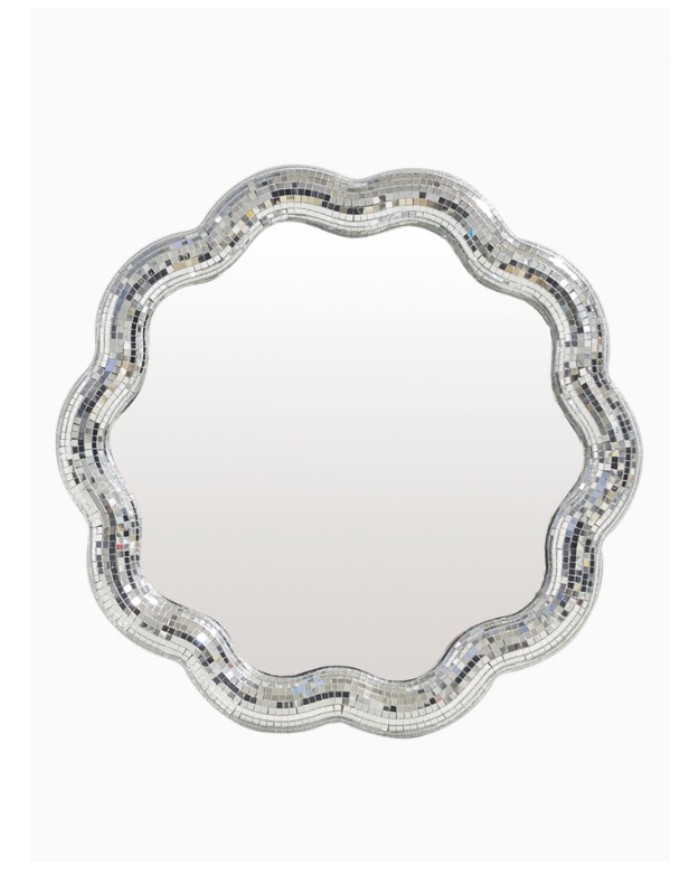 Miroir disco rond argenté