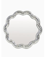 Miroir disco rond argenté
