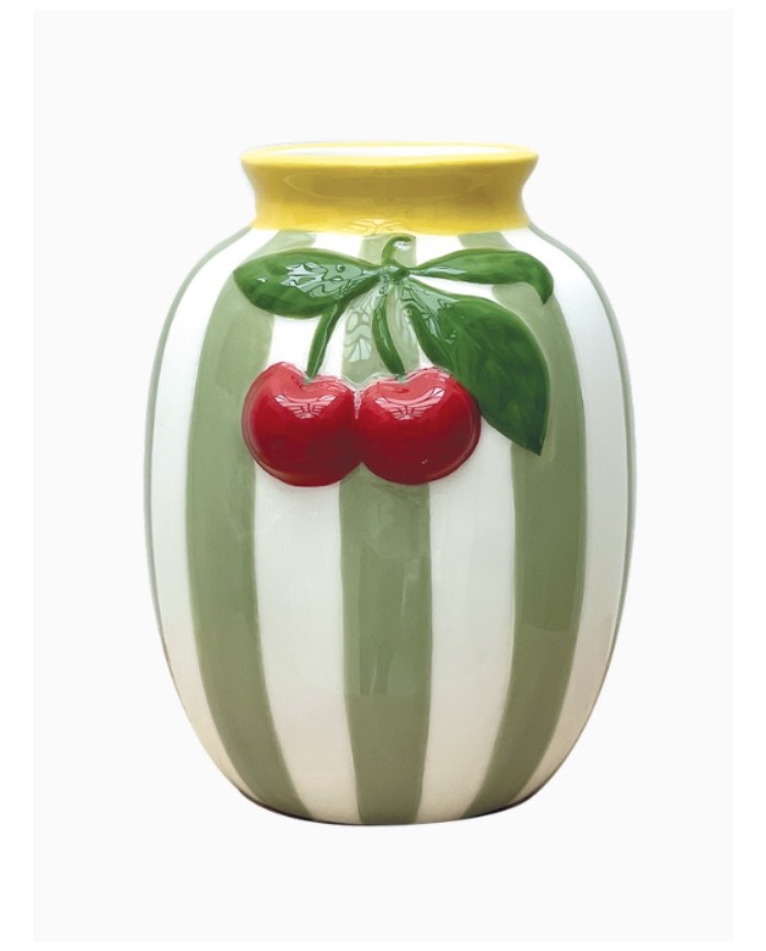 Petit vase vert Cerises