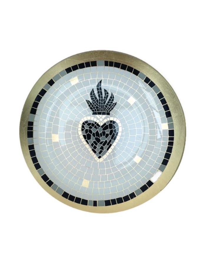 Vide poche rond Ex voto mosaique bleu