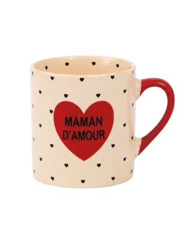 Tasse expresso Maman d'amour rouge à petits coeurs noir