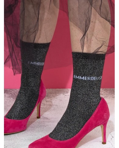 Chaussettes paillettes noir "emmerdeuse"