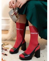 Chaussettes paillettes rouge "princesse"