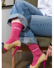 Chaussettes paillettes rose "bichette"