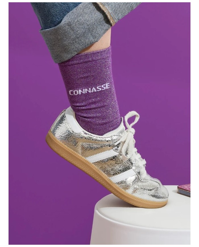 Chaussettes paillettes mauve "connasse"