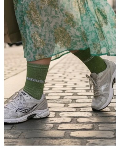Chaussettes paillettes Vert "irrésistible"