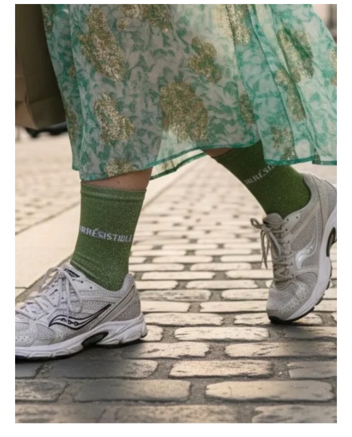 Chaussettes paillettes Vert "irrésistible"