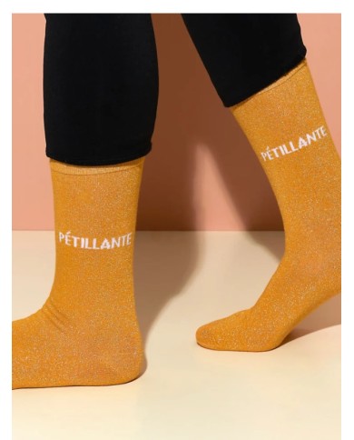 Chaussettes paillettes Jaune "Pétillante"