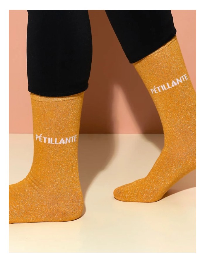 Chaussettes paillettes Jaune "Pétillante"
