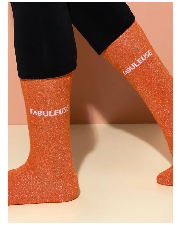 Chaussettes paillettes Orange "Fabuleuse"
