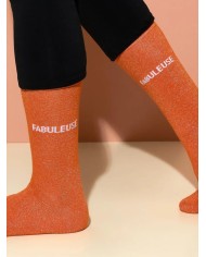 Chaussettes paillettes Orange "Fabuleuse"