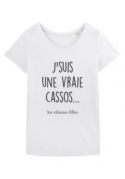 Tee-shirt col rond J'suis une vraie cassos bio