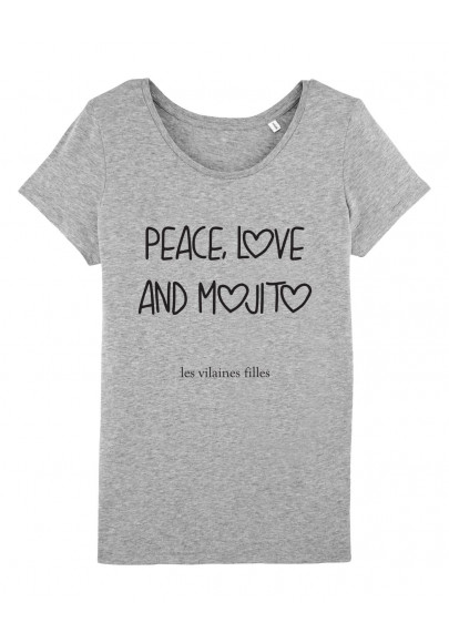 Tee-shirt col rond Peace love and mojito bio