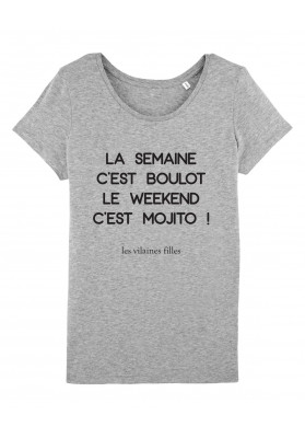 Tee-shirt col rond La semaine c'est boulot bio