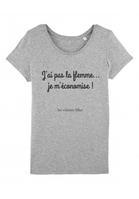 Tee-shirt col rond J'ai pas la flemme, je m'économise bio