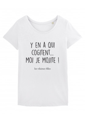 Tee-shirt col rond Y en a qui cogitent moi je mojite bio