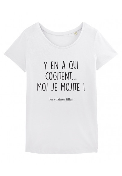 Tee-shirt col rond Y en a qui cogitent moi je mojite bio