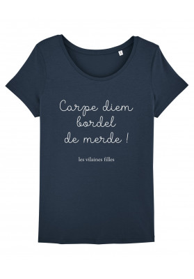 Tee-shirt col rond Carpe diem bordel de merde bio