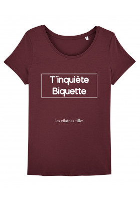 Tee-shirt col rond T'inquiètes biquette bio