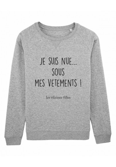 Tee-shirt col rond Je suis nue sous mes vêtements bio