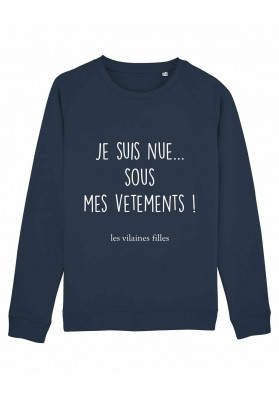 Tee-shirt col rond Je suis nue sous mes vêtements bio