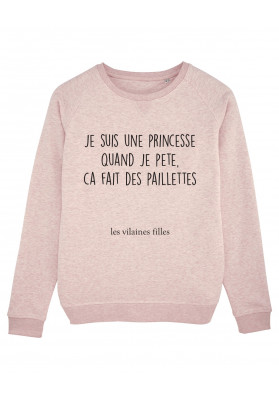 Sweat col rond Je suis une princesse bio