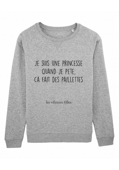 Sweat col rond Je suis une princesse bio