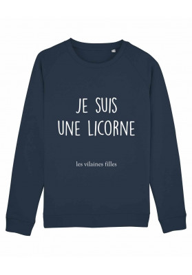 Sweat col rond Je suis une licorne bio