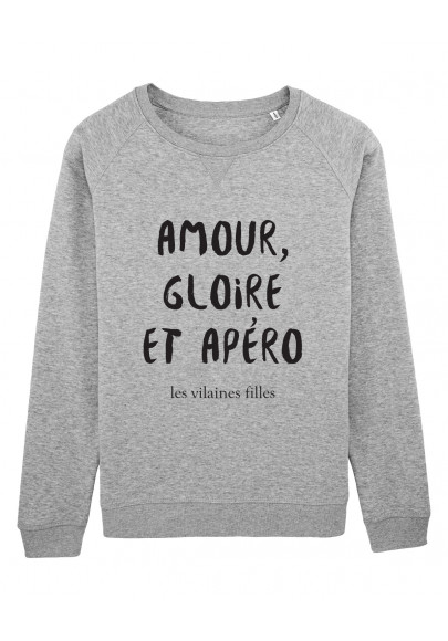 Sweat col rond Amour gloire et apéro bio