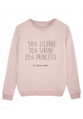 Sweat Licorne, sirène et princesse bio marque les vilaines filles