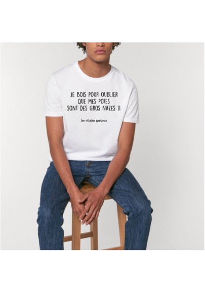 Tee-shirt homme Je bois pour oublier marque les vilaines filles humour