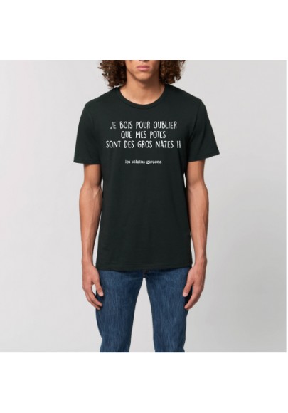 Tee-shirt homme Je bois pour oublier marque les vilaines filles humour