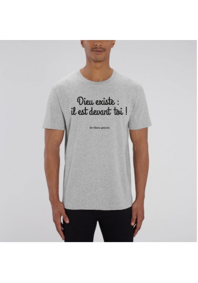 Tee-shirt homme  Dieu existe bio marque les vilaines filles
