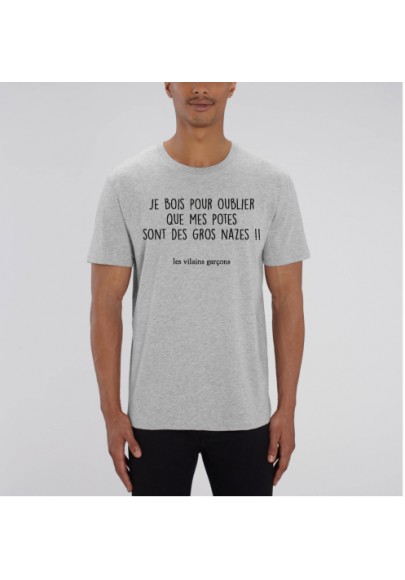 Tee-shirt homme Je bois pour oublier marque les vilaines filles humour