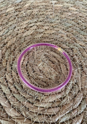 Bracelet jonc paillettes plastique rose foncé