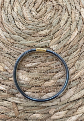 Bracelet jonc paillettes plastique noir
