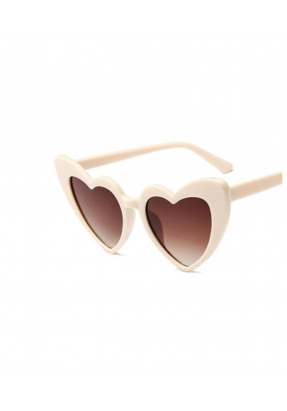Lunettes de soleil coeur eighties beiges