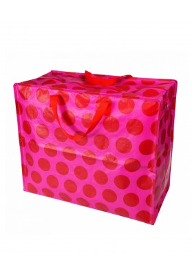 Grand sac de rangement rose pois rouges