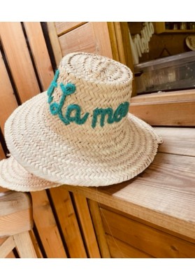 Chapeau de paille A la mer broderie Menthe