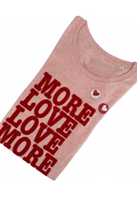 Tee-shirt col rond rose Love more bio