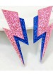 Boucles d'oreilles Eclair Paillettes Rose et bleu