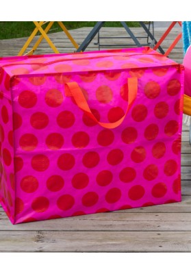 Grand sac de rangement rose pois rouges