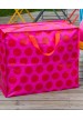 Grand sac de rangement rose pois rouges